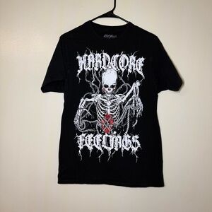 Hardcore Feelings Black Skeleton Graphic T-Shirt